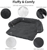 Calming Dog Bed Fluffy Plush Dog Mat for Furniture Protector with Removable Washable Cover for Large Medium Small Dogs and Cats (XS(31“x23.5”x5“), Dark Grey)