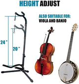 GLEAM Guitar Stand - Adjustable Fit Electric, Classical Guitars and Bass, Accessories, Folding Type Black (CG-4)