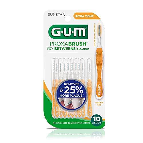 GUM - 10070942002438 Proxabrush Go-Betweens Interdental Brushes, Ultra Tight, Plaque Removal, 10 Count, (Pack of 6)