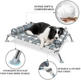 Elevated Raised Dog Bed Cot - Cooling Raised Dog Bed with Bolster Portable Washable Pet Cot Bed with Metal Frame Dog Hammock Bed for Indoor & Outdoor Medium