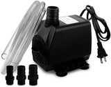 PULACO 800GPH（3000L/H） Submersible Water Pump with 6.5 ft Tubing, 45W durable fountain water pump 4 Nozzles for Pond Fountain, Aquariums Fish Tank, Statuary, Hydroponics