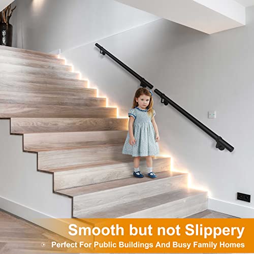 ROTHLEY Pipe Handrails for Indoor Stairs: 3.3FT Stair Railing Steel Hand Railings for Stairs Indoor Wall Mount Stair Handrail Complete Kit 1.6" Round Metal Stair Railing for Elderly & Kids