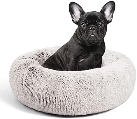 Love's cabin 24in Cat Beds for Indoor Cats - Cat Bed with Machine Washable, Waterproof, Non-Slip Bottom - Coffee Fluffy Dog and Cat Calming Cushion Bed for Joint-Relief and Sleep Improvement