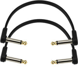 D’Addario Accessories Classic Series Flat Guitar Patch Cables - Guitar Pedal Cable with ¼ Inch Ends - Durable & Reliable - Instrument Cable for Pedalboards - 6in Right Angle - 2-Pack
