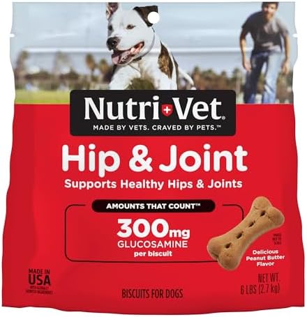 Nutri-Vet Hip & Joint Biscuits for Dogs - Tasty Dog Glucosamine Treat & Dog Joint Supplement - Large Sized Biscuit with 300mg Glucosamine - 6 lb