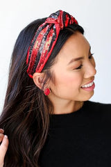 Game Day Knotted Headband Sequin Beaded Football Headband Game Day Sports Wide Top Knot Head Band Hair Accessories Gift