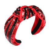 Game Day Knotted Headband Sequin Beaded Football Headband Game Day Sports Wide Top Knot Head Band Hair Accessories Gift