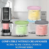 Creami Pints and Lids for Ninja - 4 pack Creamy Icecream Containers Cups Jars Tubs Canisters Set, Smoothie Pot Compatible with NC299AMZ & NC300s Series Creamer Ice Cream Maker Machine Accessories