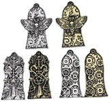 Guyker 1 Pcs Guitar Head Cover 3 Holes, Zinc alloy Guitar Truss Rod Cover for GIB LP Style Guitar Accessories Parts, Butterfly Skeleton Pattern JA3002, Ancient Silver