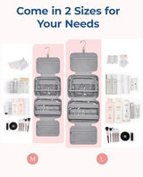 BAGSMART Travel Toiletry Bag with Jewelry Organizer, Hanging Travel Bag for Toiletries, Puffy Makeup Cosmetic Bag Organizer, Carry-on Travel Accessories Essentials, Grey-M