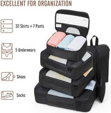 Veken 8 Set Packing Cubes for Travel, Suitcase Essentials Organizer Bags Set for Luggage, Road Trip Travel Accessories in 4 Sizes (Extra Large, Large, Medium, Small), Black