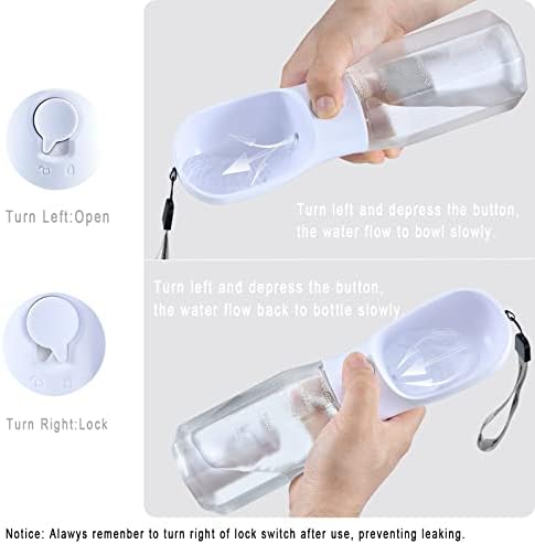 Dog Water Bottle with Food Container & Poop Bag Holder, Travel Water Bowl, Portable Pet Dispenser, Dog Stuff Accessories Items, Puppy Essentials Necessities for Yorkie Chihuahua Walking Hiking