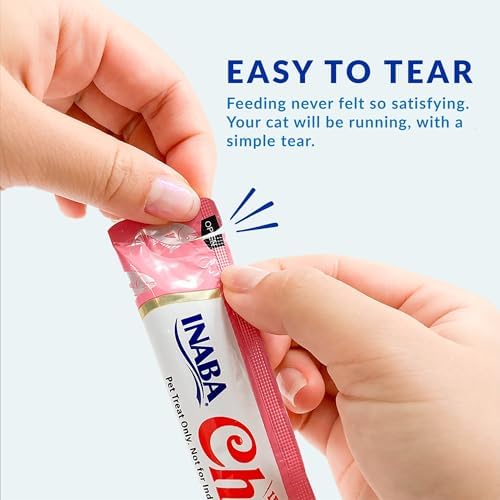 INABA Churu Cat Treats, Lickable, Squeezable Creamy Purée with Vitamin E, 0.5 Ounces per Tube, 120 Tubes Total, Tuna Variety