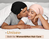YANIBEST Slouchy Beanie Hat Satin Lined Sleep Cap Satin Bonnet Chemo Headwear Caps for Women and Men Pure Black