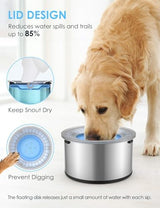 1Gallon Large Dog Water Bowl No Spill, [Anti Digging Lid & Rubber Bottom] Spill Proof Dog Bowl, Anti Splash Mess Dripless Slow Drinking Stainless Steel Water Bowl for Sloppy Messy Drinkers Car