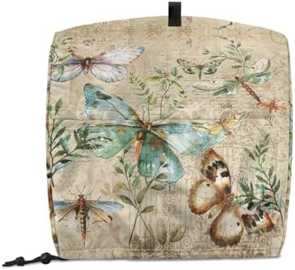 Stand Mixer Cover for Stand Mixer or Coffee Maker with Handle for KitchenAid Dust Cover with Pockets for Accessories (Butterfly and Leaves)