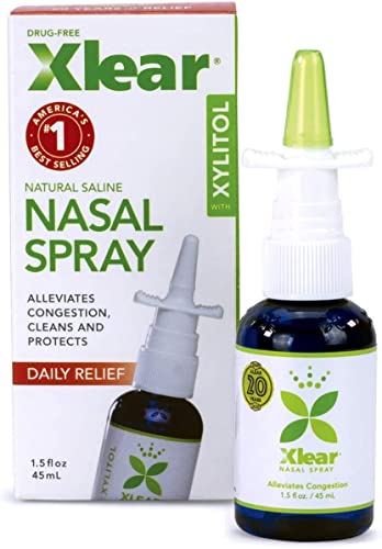 Xlear Nasal Spray, Natural Saline Nasal Spray with Xylitol, Nose Moisturizer for Kids and Adults, 1.5 fl oz (Pack of 2)