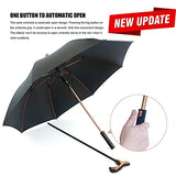 Wrzbest Stick Umbrella 2-in-1,Self Defense Cane Umbrella Man, Auto Open Long Handle, Large Detachable sturdy Walking Stick Umbrella Man Crutch Umbrella for Father's Day,elderly Men(Upgrade:black)