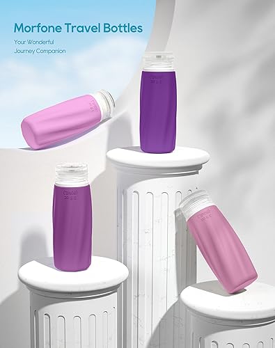 Morfone Travel Bottles for Toiletries, 3oz Tsa Approved Travel Size Containers Leak Proof Squeezable Travel Accessories Refillable for Shampoo Conditioner Lotion Liquids(Purple)