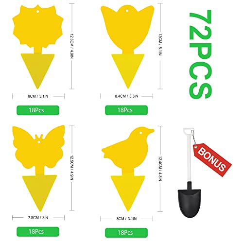 72 Pcs Sticky Traps for Fruit Fly, Whitefly, Fungus Gnat, Mosquito and Bug, Yellow Sticky Insect Catcher Traps for Indoor/Outdoor/Kitchen, Extremely Sticky Fly Trap, Non-Toxic