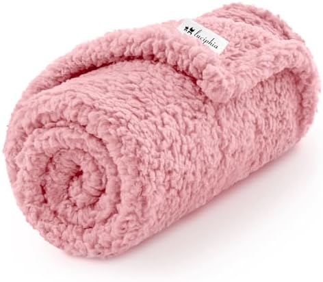 Luciphia Premium Fleece Pet Blanket for Small Medium Dogs Puppy Soft Sherpa Calming Cat Throw Blankets(Pink,57x40 inches)