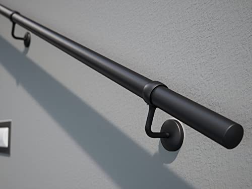 ROTHLEY Pipe Handrails for Indoor Stairs: 3.3FT Stair Railing Steel Hand Railings for Stairs Indoor Wall Mount Stair Handrail Complete Kit 1.6" Round Metal Stair Railing for Elderly & Kids