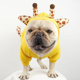 CHEERTAILS French Bulldog Clothes Dog Sweaters for Small Medium Dogs Girl Boy, Frenchie Clothes Sweater Funny Giraffe Costumes Winter Coat Hoodies Sweatshirt for Doggy and Cat,Yellow,M
