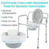 Vive Commode Liners with Absorbent Pads - Portable Toilet Bedside Chair Replacement Bags - Disposable Porta Potty Liners for Bariatric Standard Arm 3 in 1 Folding Buckets - Leakproof (72 Pack)