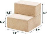 ZINUS Foam 13 Inch 2-Step Step Pet Stairs, Pet Ramp for Cats and Dogs, Extra Small, Beige