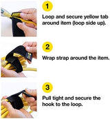 Selfie Straps by Wrap-It Storage, 12-inch (8-Pack), Black - Stretchy Hook and Loop Cord Organizer that Stays Attached to Cord for Electrical Cable Management and Organization