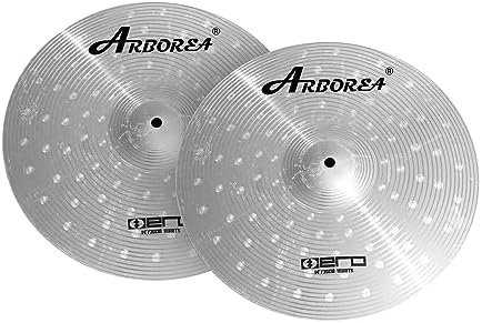 Arborea Cymbal Pack 14"Hihats 16"Crash 18"Crash 20"Ride 5 Pieces Cymbals for Drum Set Silver Drum Practice Cymbal for Beginner