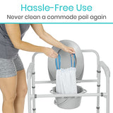 Vive Commode Liners with Absorbent Pads - Portable Toilet Bedside Chair Replacement Bags - Disposable Porta Potty Liners for Bariatric Standard Arm 3 in 1 Folding Buckets - Leakproof (72 Pack)