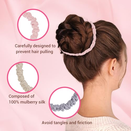 6PCS Silk Hair Ties and Scrunchies for Women & Girls - Black Satin Sleepy Bulk Hair Accessories for Curly, Thick or Thin Hair in Various Sizes