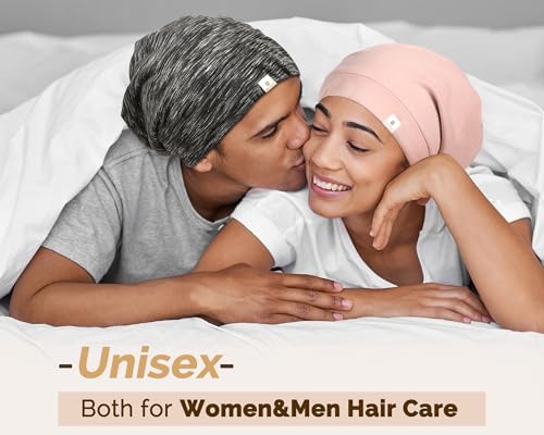YANIBEST Slouchy Beanie Hat Satin Lined Sleep Cap Satin Bonnet Chemo Headwear Caps for Women and Men Black