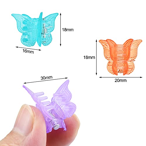 EAONE Glossy Mini Butterfly Clips, Colorful Mini Hair Claw Clip for Girls and Women, 90s Y2K Cute Hair Styling Accessories, More than 10 Asscorted Colors, Set of 50