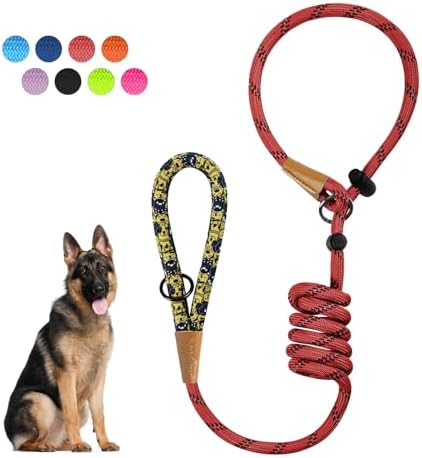 lynxking Slip Lead Dog Leash Reflective, Heavy Duty Comfortable Strong Rope Lead for Large, Medium Dogs, No Pull Pet Training Leashes (Red, Large 1/2in x 6ft-Slip Lead)