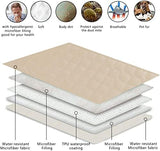 fuguitex Waterproof Dog Blanket, Pet Friendly Reversible Throw Essential for Small Dogs, Tear Resistant Leakproof Washable Couch Cushion Bed Protector Cover for Indoor Furniture（68"*82",Beige+Cream