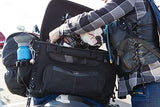 Kuryakyn 5288 Grand Pet Palace: Portable Weather Resistant Motorcycle Dog/Cat Carrier Crate for Luggage Rack or Passenger Seat with Sissy Bar Straps, Black 35 lbs Capacity