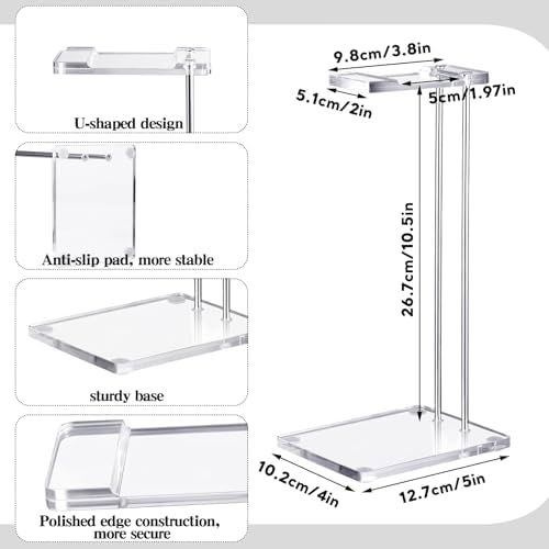 Xuhal Acrylic Headphone Stand Headset Holder for Desk, Clear Acrylic Gaming Headset Stand Universal Headphone Holder for Desktop Display Office Accessories, with Metal Hardware(Rectangle)
