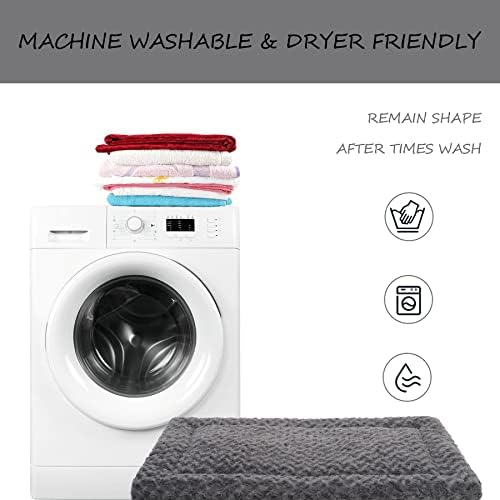 Washable Dog Bed Mat Reversible Dog Crate Pad Soft Fluffy Pet Kennel Beds Dog Sleeping Mattress for Large Jumbo Medium Small Dogs, 41 x 27 Inch, Gray