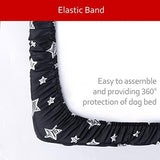 Waterproof Dog Bed Covers Replacement Washable Pet Hair Easy to Remove, Noiseless Quilted Puppy Pet Bed Cover Lovely Black Star Print 44x54 Inches, for Dog/Cat, Cover Only