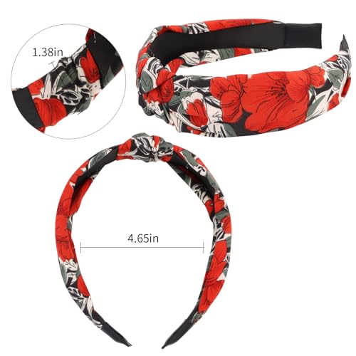 VELSCRUN Headbands for Women Girls 12 Pack Stylish Top Knotted Headbands Flower Headband For Women's Hair Non Slip Women Fashion Head Bands Wide Hairband Mom Sisters Hair Accessories