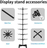 Hypergiant Retail Display Stand 7 Tier Rotating Rack For Store Display Shelves,Jewelry Keyring Socking Hats,Movable Shop Spinner for Toys Show ,Black,Adjustable height