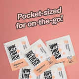 Wipe That Tush On-The-Go Flushable Wet Wipes - 1 Pack, 30 Wipes - Individually Wrapped Extra-Large Wipes with Aloe - Hypoallergenic & Unscented - Septic and Sewer Safe