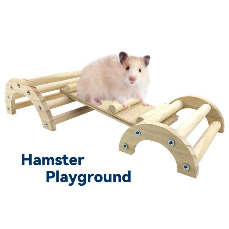 CooShou Chicken Perch Roosting Bar Jungle Gym Wooden Arch Bridge Platform Stand Ladder 3in1 Climbing Ramp Toys for Chick Hamsters Gerbils Mice Rodent and Small Animals