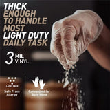 OKIAAS Disposable Gloves L, Food Safe, Bulk of 200 Pcs|Latex and Powder-Free Clear Vinyl Gloves for Cleaning, Food Prep