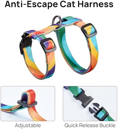 Cat Harness and Leash Set - Escape Proof Adjustable Cat Harness, Comfortable Soft Lightweight, Use Safe & Easy, Walking Travel Kitten Harness for Small Medium Large Cats (Yellow & Green)
