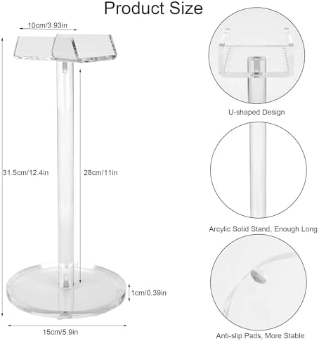 Acrylic Desktop Headphone Holder, Countertop Accessories Stand, Universal for All Music Gaming Headsets 1 Pack(DP015)