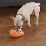 Interactive Hide and Seek Squeaky Dog Plush Toy, Rabbit and Carrot, Orange and White, 5-Pack