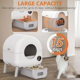 Self Cleaning Litter Box - 105L Automatic Litter Box for Multiple Cats, 1 Roll Trash Bags and Mat Included, App Control, Little-White